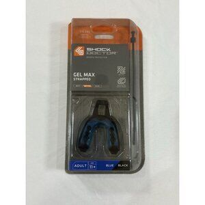 SHOCK DOCTOR GEL MAX STRAPPED MOUTHGUARD YOUTH (AGE 11+) CUSTOM FIT BLUE/BLK